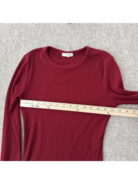 Rag and Bone Long Sleeve Top Womens Medium Pima Cotton Ribbed Knit Crewneck - Picture 6 of 9